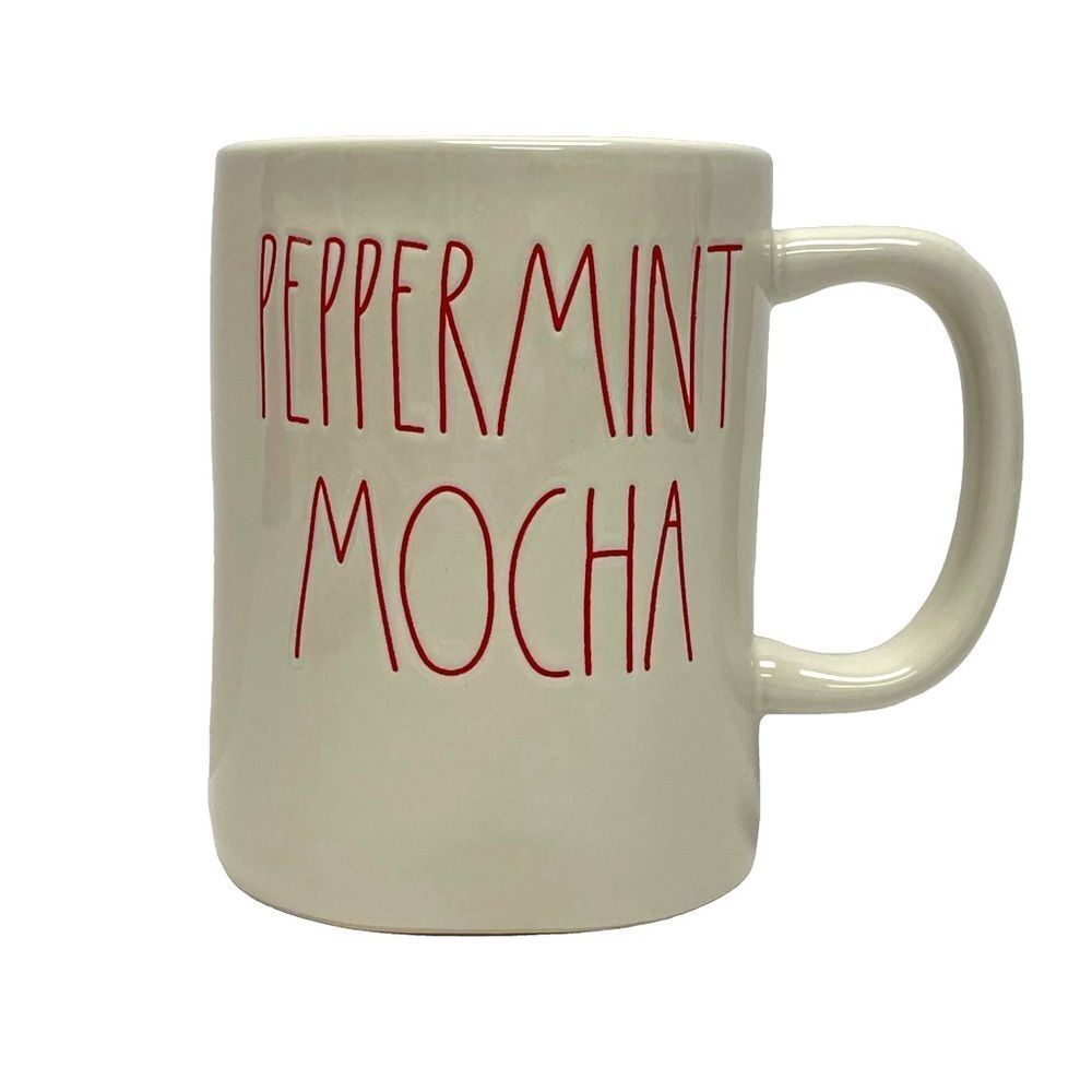 Rae Dunn Mug White and Red Peppermint Mocha Christmas